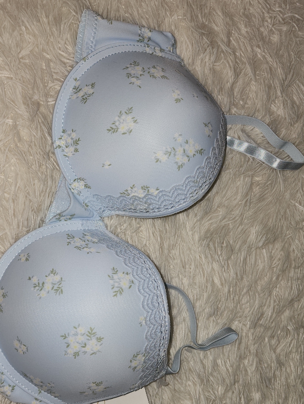 Jessica Simpson Light Blue Floral Lace Push-Up Bra